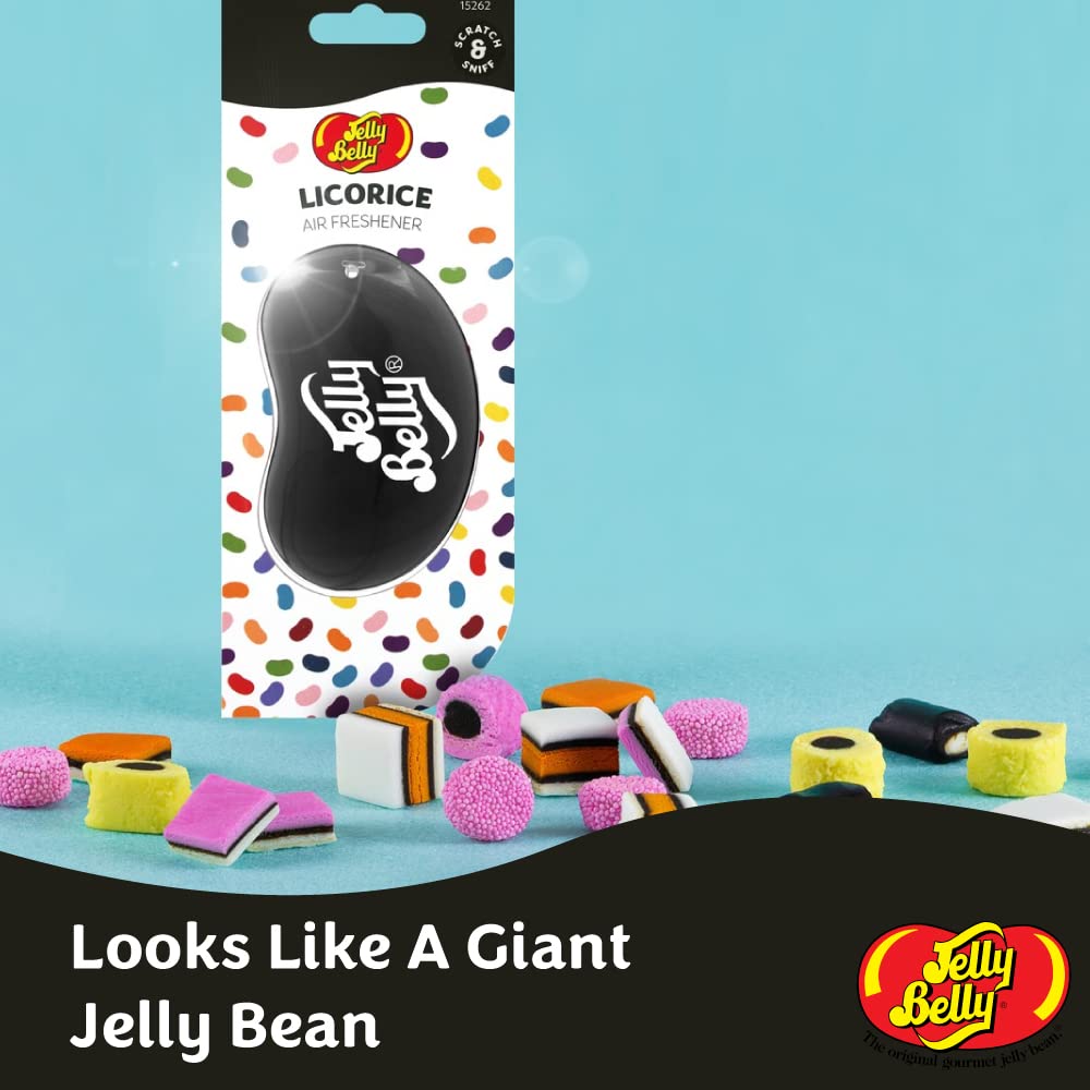 Jelly Belly Car Air Freshener - Licorice 3D Hanging Freshener. Car Scent Lasts Up To 30 Days, Air Freshener Car, Home or Office. Genuine Jelly Belly Car Air Fresheners for Women, Men and Kids