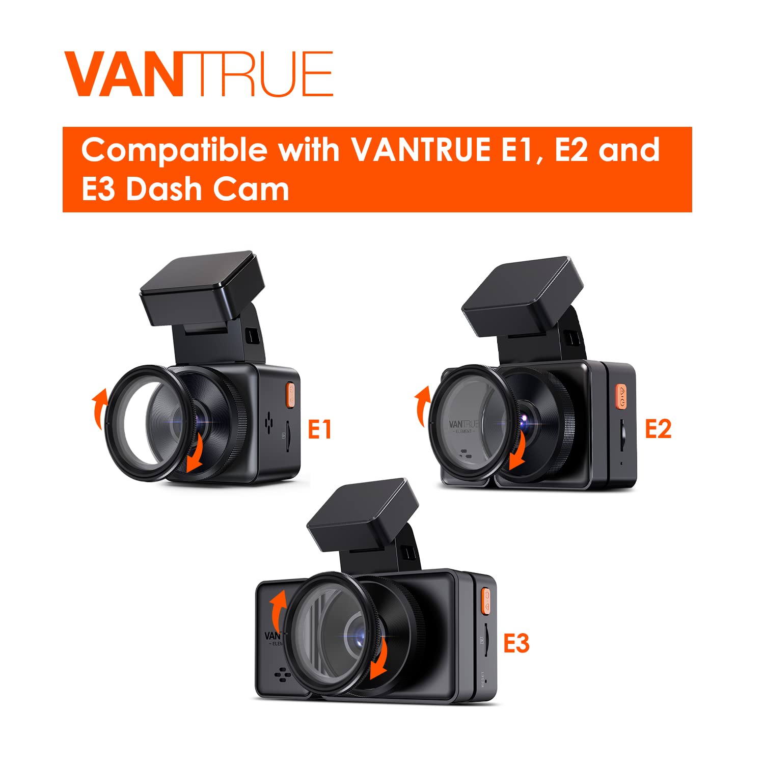 VANTRUE Dash Cam CPL Circular Polarizing Filter for N5, N4 Pro, E1, E2, E3, S1 Pro Dash Camera, Front Windshield, Reduce Reflection, Improve Recording Quality Dashcam for Car