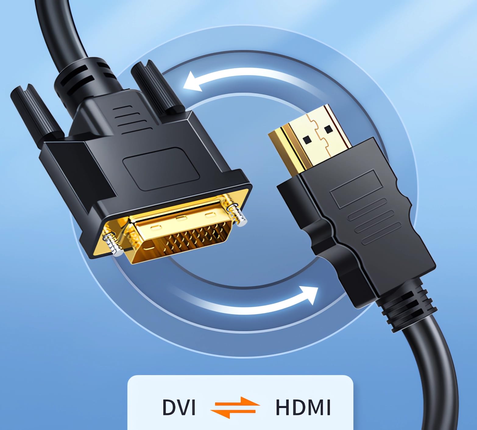 BLKing DVI to HDMI Adapter Cable，Support 1080P, Bi-Directional HDMI to DVI Cable for Xbox One, PS4, PS3, Laptop,Raspberry Pi, Roku, Blue-ray, Nintendo Switch etc (cable 1 m)