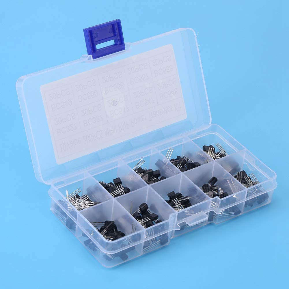 200pcs Transistor Kits, 10 Value Silicon Power Transistor Assortment Kit, Assorted Transistor BC457, Transistors Box Pack for BC327 BC337 BC517 BC547 BC548 BC549 BC550 BC556 BC557 BC558