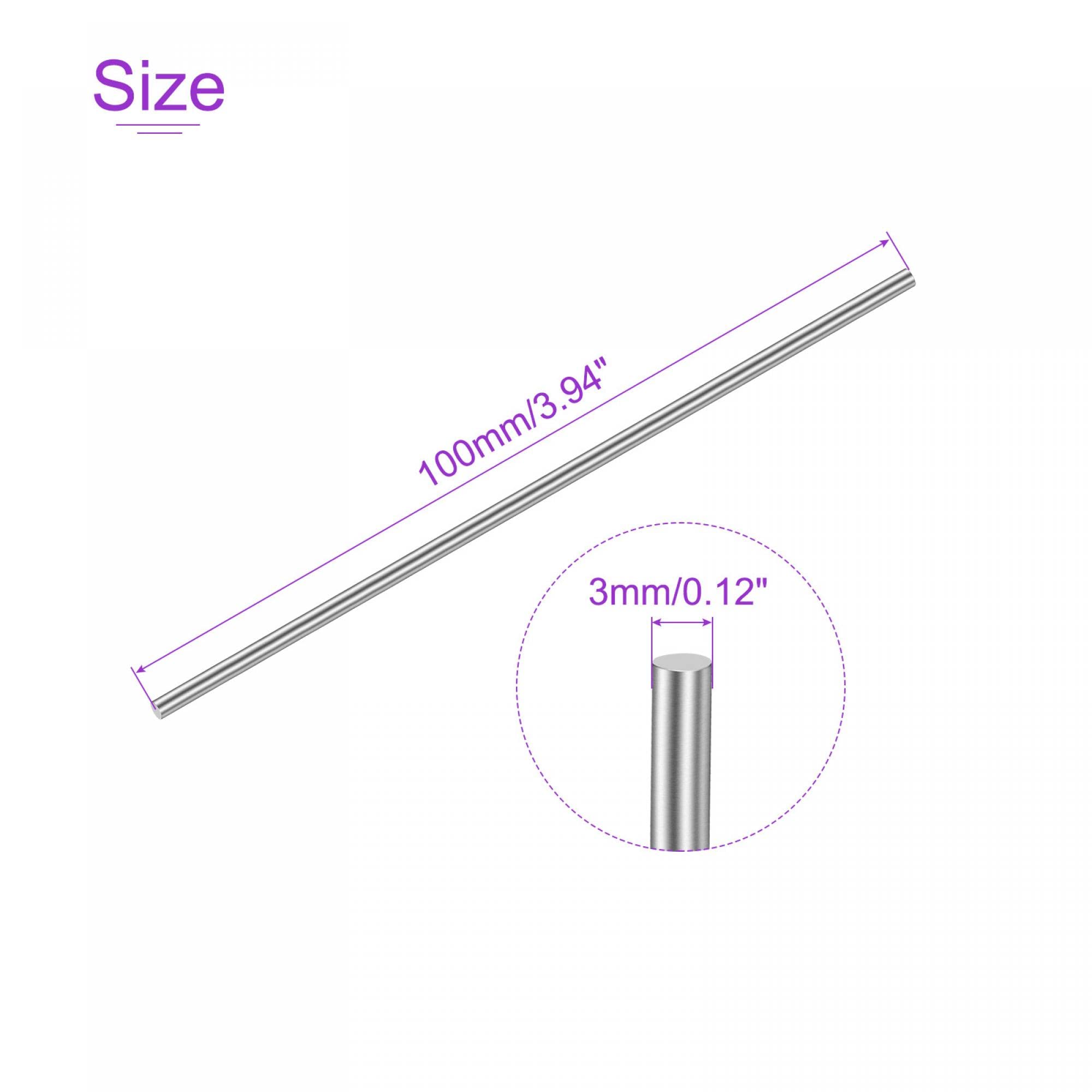 sourcing map 5 Pack 100mmx3mm 304 Stainless Steel Rod Lathe Bar Stock for DIY Craft Model Plane Model Ship Model Cars