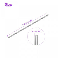 sourcing map 5 Pack 100mmx3mm 304 Stainless Steel Rod Lathe Bar Stock for DIY Craft Model Plane Model Ship Model Cars