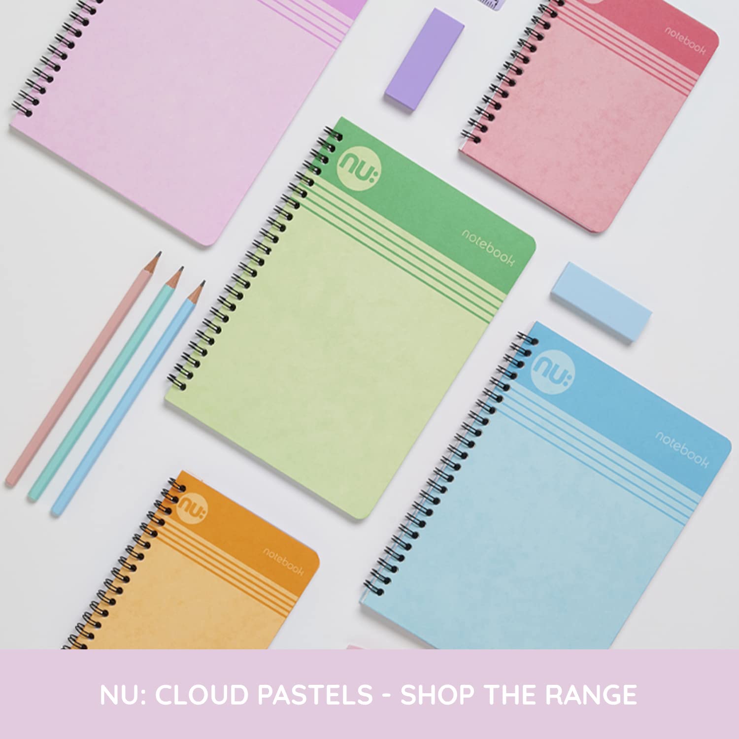 NU: Notebooks - Cloud Pastels Range - A5 Orange Notebook - Wirebound Notebook - 110 Pages