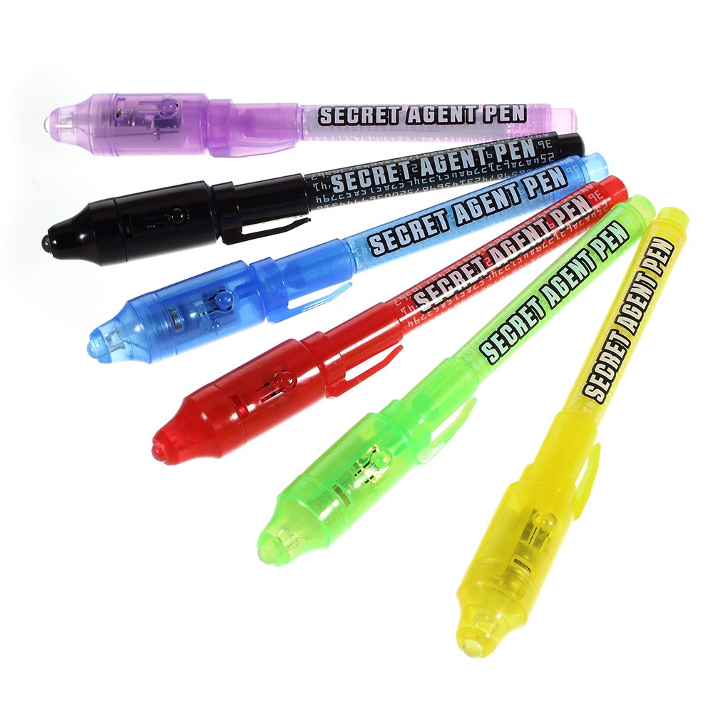 MALEDEN Invisible Ink Pen, Spy Pen with UV Light Magic Marker Kid Pens for Secret Message and Party Goody Bag Stuffer (6)