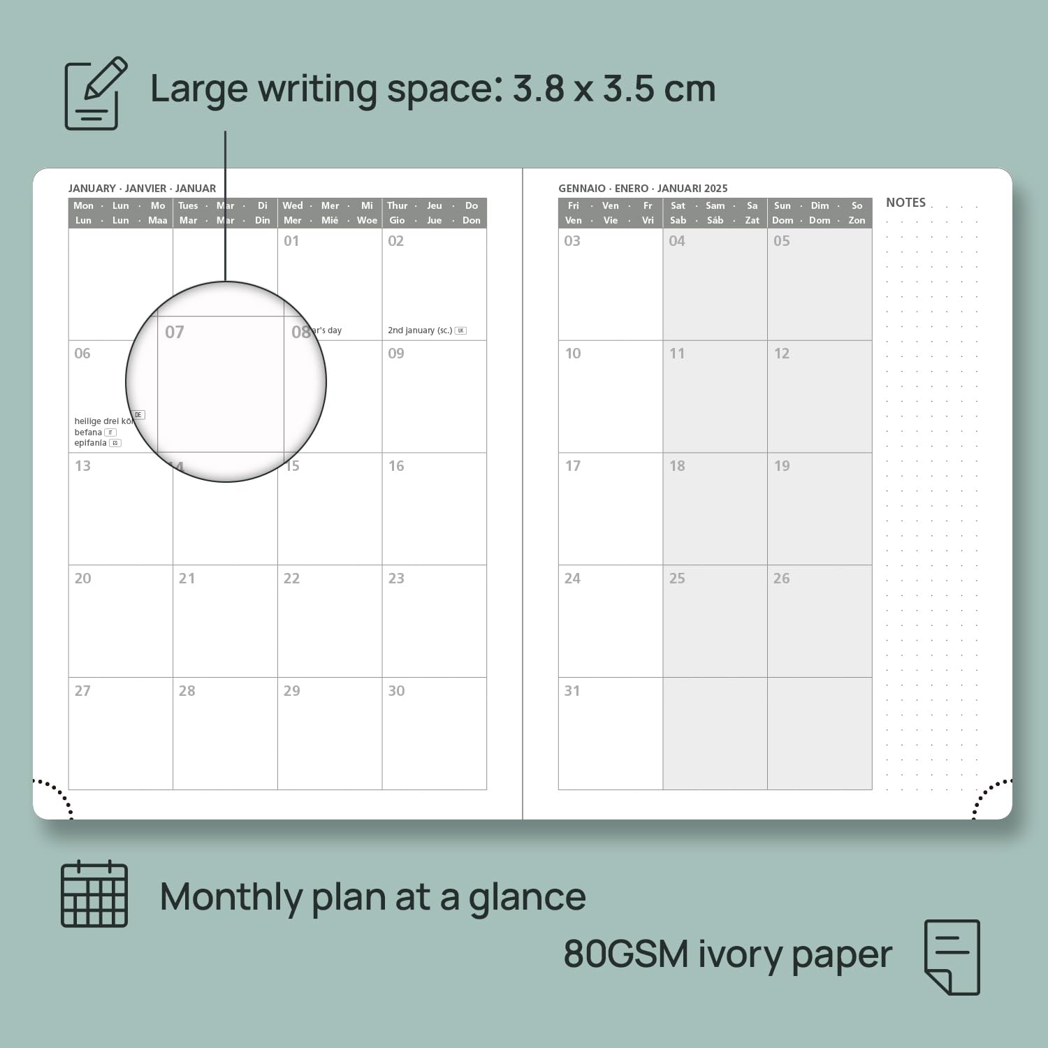 POPRUN 2024-2025 Academic Diary A5 Week to View (22x16.5 cm) Soft Cover 17 Months (Aug'24 - Dec'25) Vertical Weekly Planner 24/25 Mid Year Diary,PU Leather (Pacific Green)