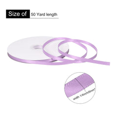 sourcing map 6mm 50 Yard(46m)/150ft Satin Ribbon Grosgrain Thin Solid Silk Wedding Bouquet Ribbon for Valentine's Day Gift Wrapping Cake Box Bows Light Purple