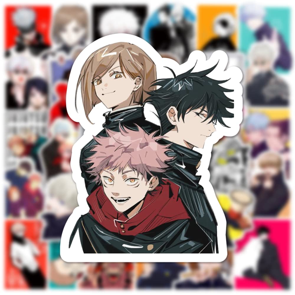 Yangsiw Jujutsu Kaisen Stickers for Laptop, Cars, Phone, Water Bottle, Skateboard, Suitcase, Guitar, Pad, Cute Anime Vinyl Stickers, Waterproof, Scrapbook Stickers 50pcs …