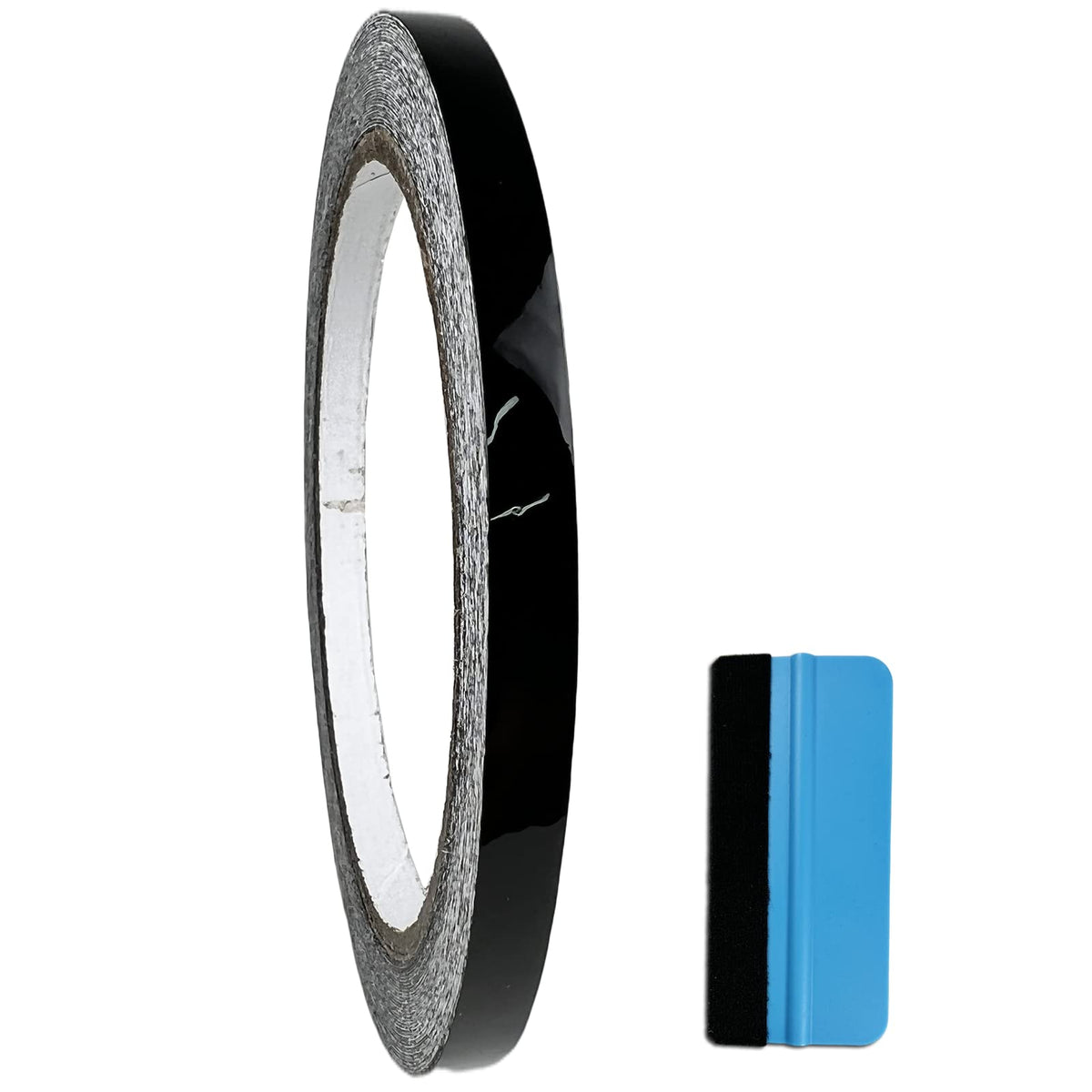 NewL Black High Gloss Air-Release Adhesive Vinyl Tape Roll Contain Installation Tool (0.6cm x 900cm)