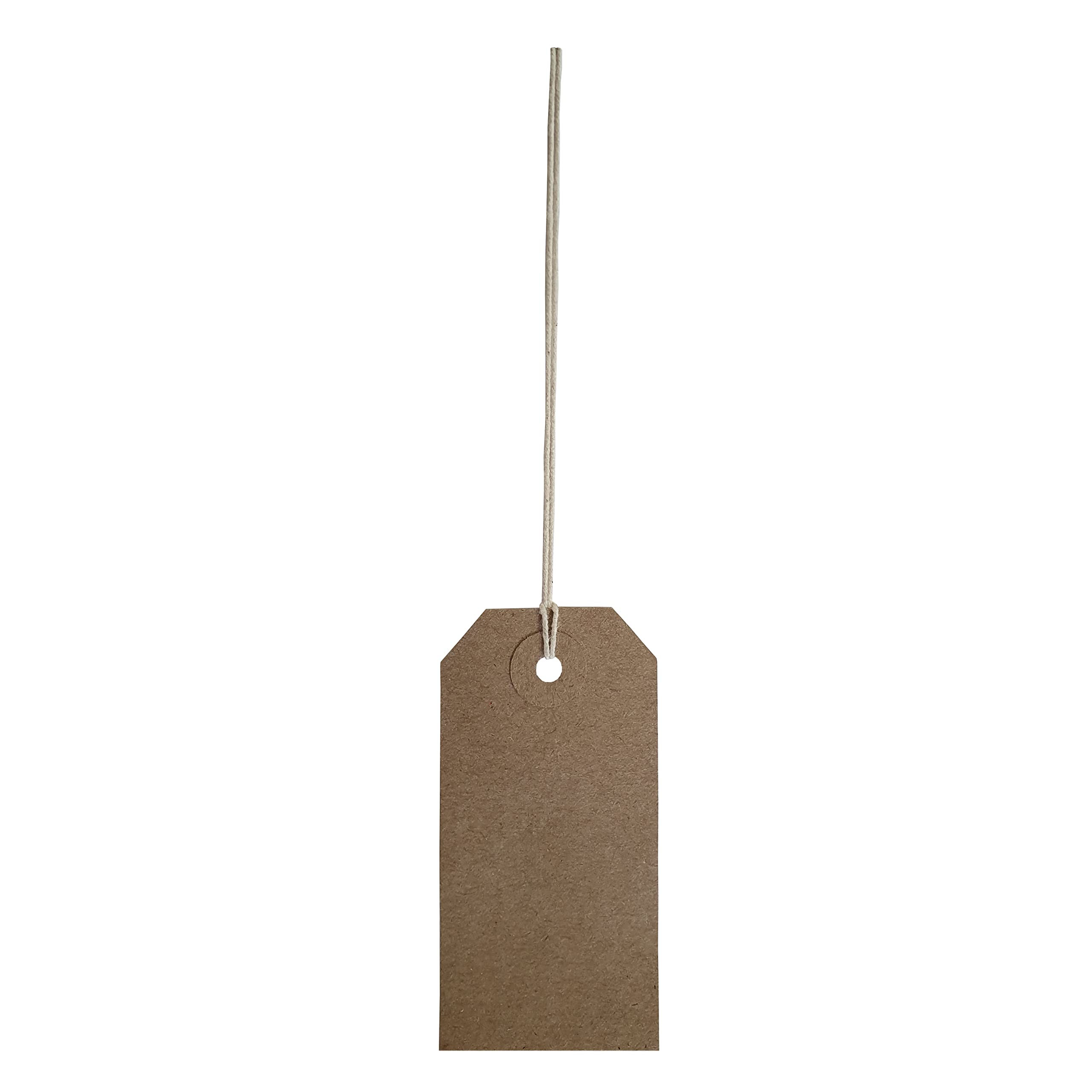 Swift Strung Tags Brown Reinforced Card Clothing Parcel Label String Hanging Gift Swing Tickets Kraft Hang Price Labelling 83mm x 41mm (Pack of 100)