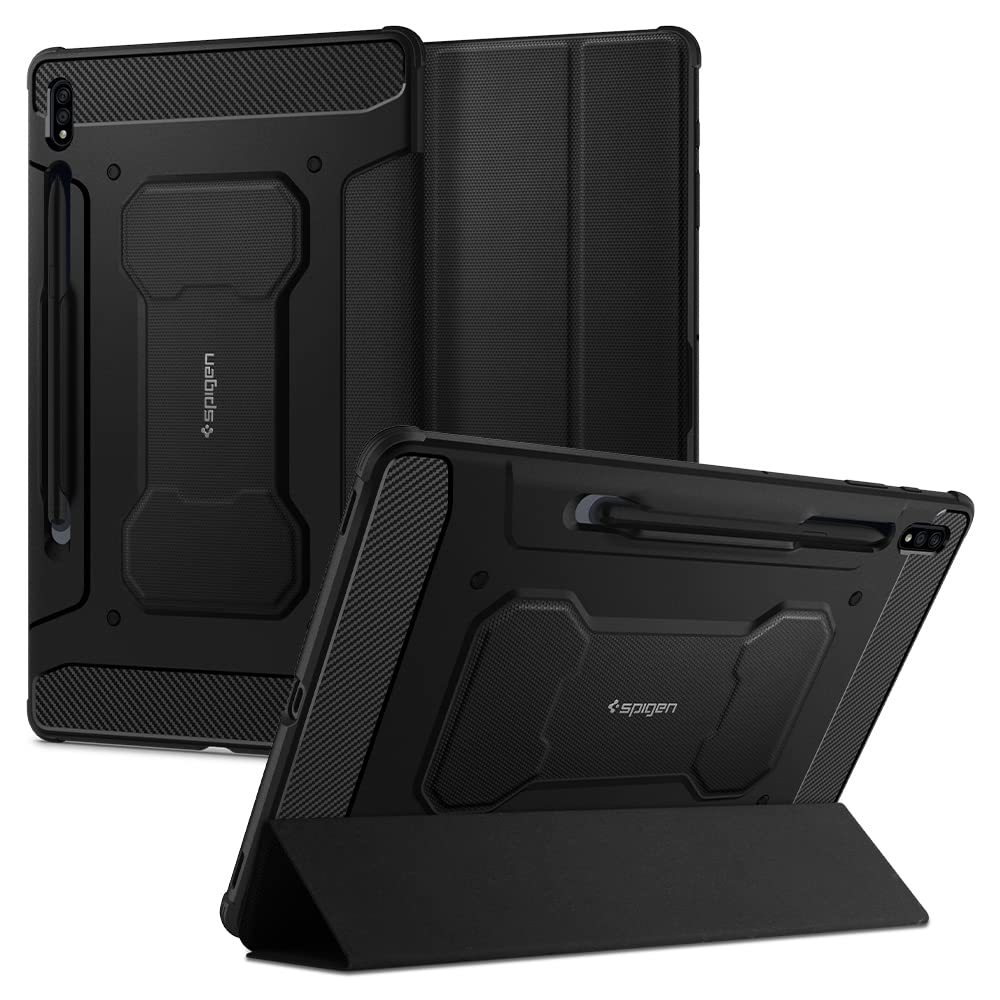 Spigen Rugged Armor Pro Case Compatible with Samsung Galaxy Tab S8 Plus and Compatible with Galaxy Tab S7 Plus - Black