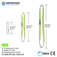 NewDoar CE & UIAA Certified Climbing Sling 16mm Nylon Sling Runners 22KN 4840LB Climbing Utility Cord Rock Climbing,Creating Anchors System,Rappelling Gear,Perfect for Tree Work-Green/24''(60cm) 1pcs