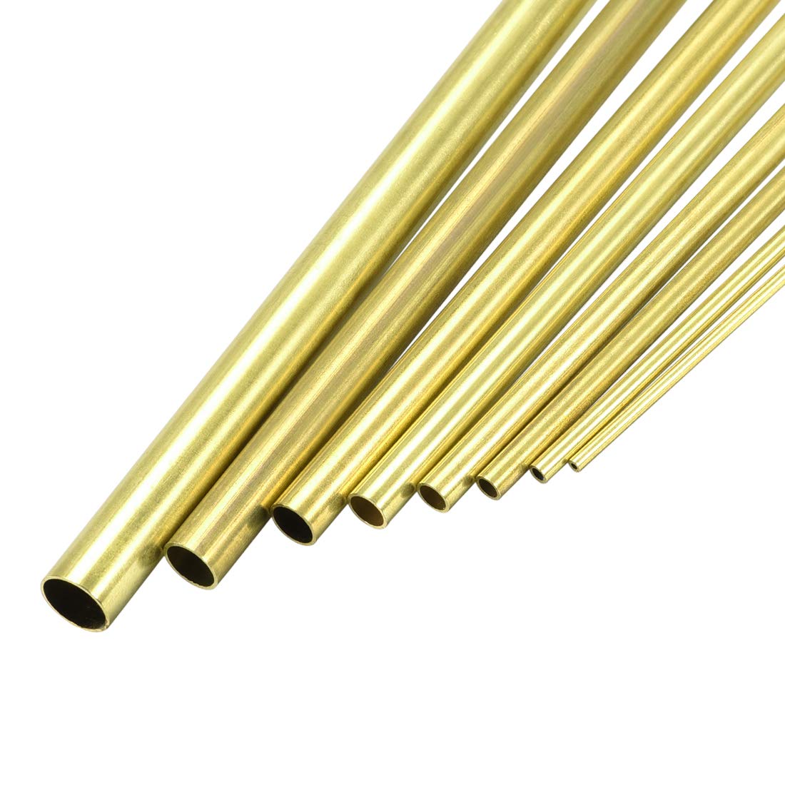 sourcing map Brass Tube, 2mm 3mm 4mm 5mm 6mm 7mm 8mm 10mm OD x 0.5mm Wall Thickness 300mm Length Seamless Round Pipe Tubing, Pack of 8