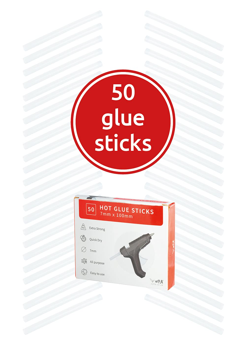 7mm   Glue Stick   Glue Sticks for Glue Gun   50 pcs   7mm x 100mm   Hot Glue Gun Sticks