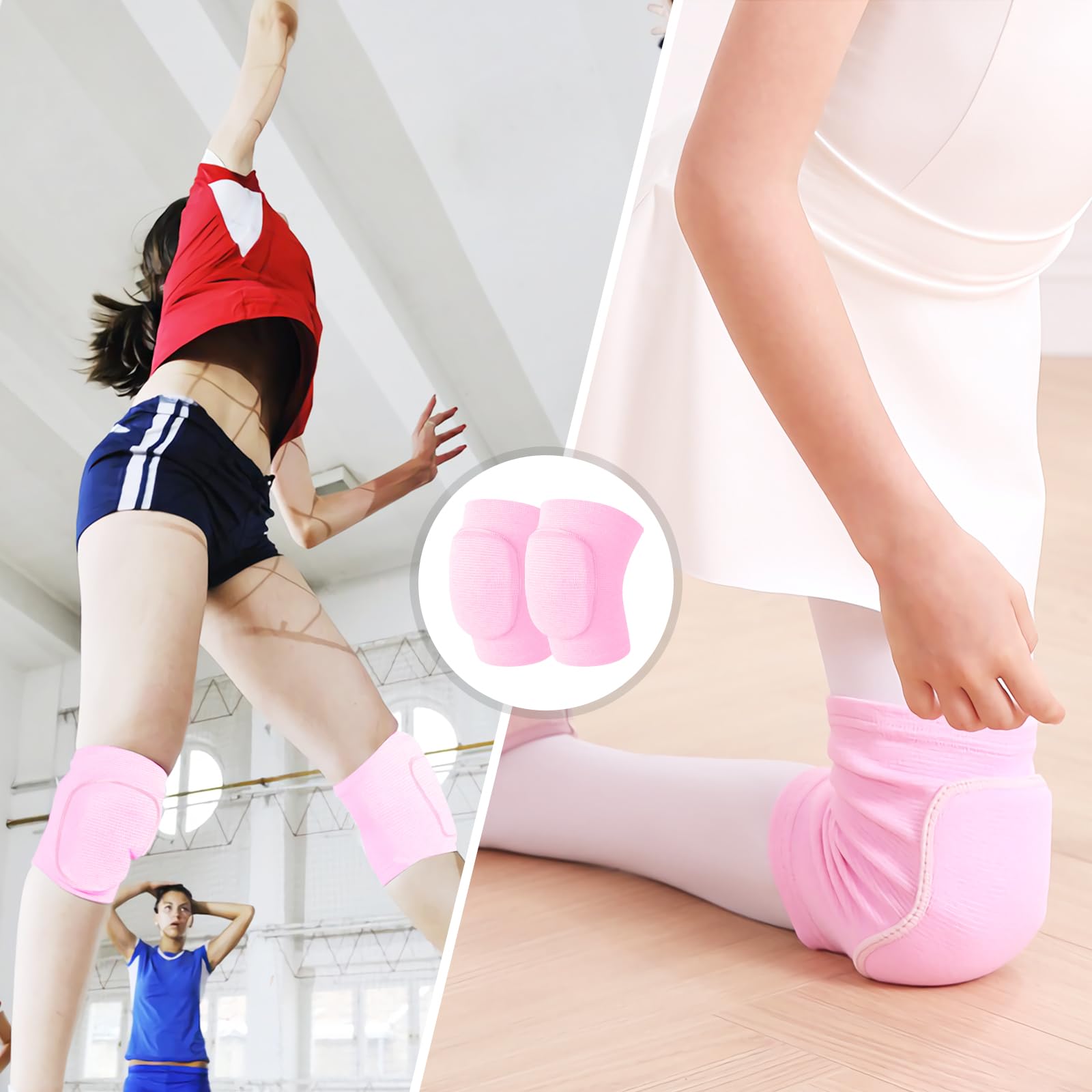 Volleyball Knee Pads, Dance Knee Pads, Soft Breathable Thick Sponge Youth Knee Pads for Men Women Knees Protective, Knee Pads for Dance Volleyball Workout etc Various Sports (S, Pink)