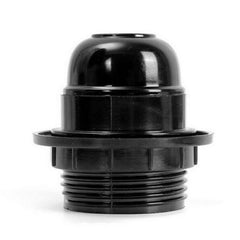 E27 Bulb Holder Edison Screw ES E27 Lamp Holder Practical Lamp Pendant Holder - Plastic Lampshade Ring Adapter(Black)