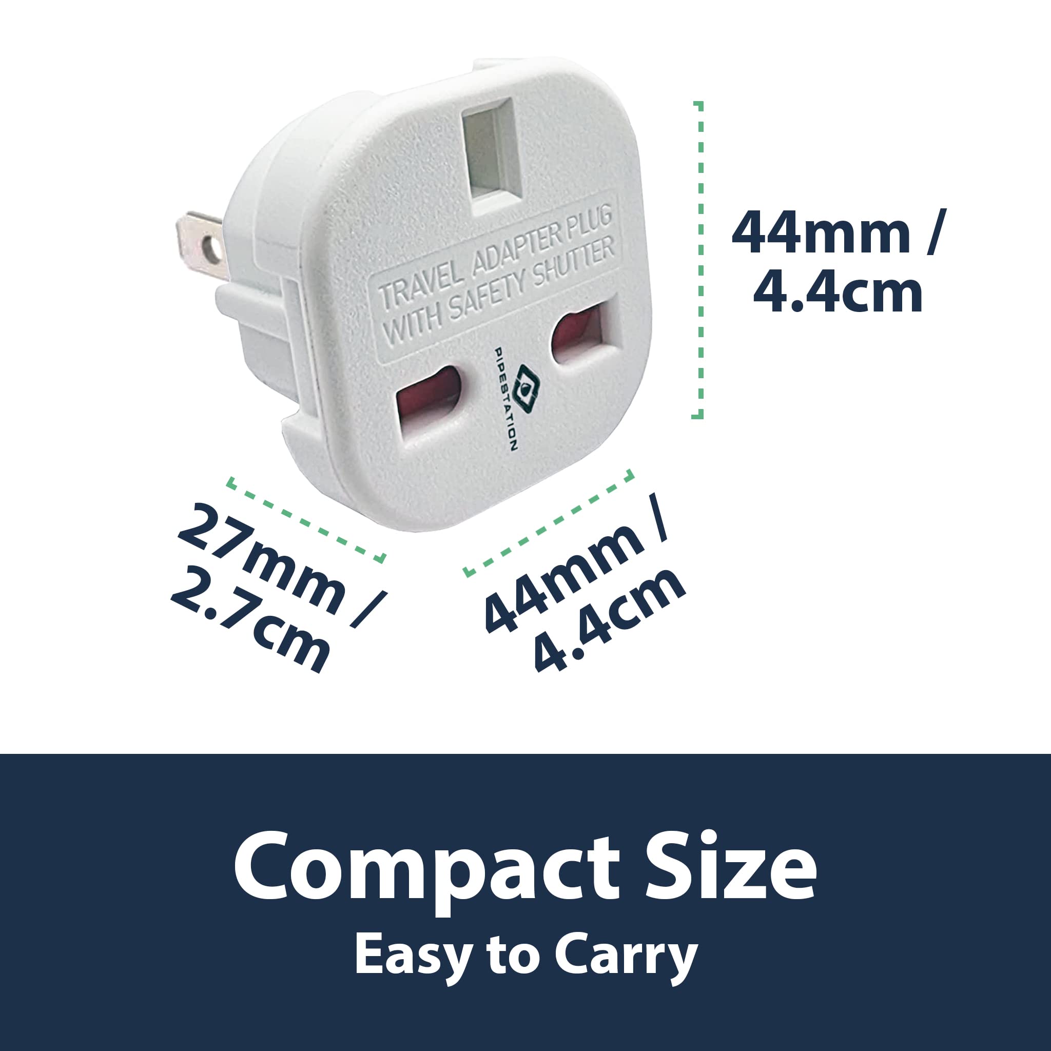 Pipestation UK to US Plug Adaptor x2 - UK to US Plug Adapter - UK 3 to American 2 Flat Pin - UK to USA plug adapter - UK to Japan Plug Adapter - Japan Travel Adapter for Jamaica Canada Mexico Thailand