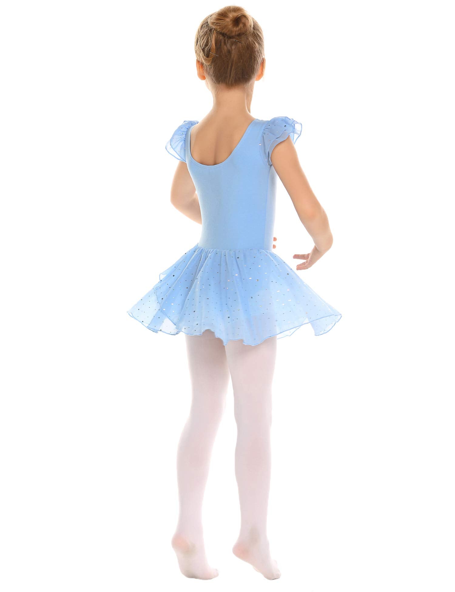 trudge Girls Ballet Dress Ruffle Sleeve Ballet Outfit Ballet Leotard Costume Dancewear with Chiffon Skirt Blue /120