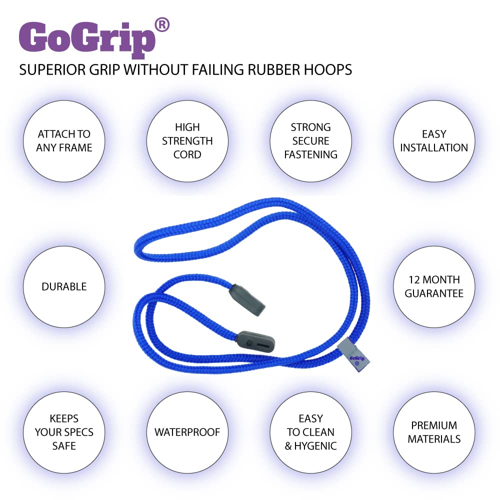 GoGrip Original - Secure Glasses Cord - Spectacle and Spec Lanyard (Funky Yellow)