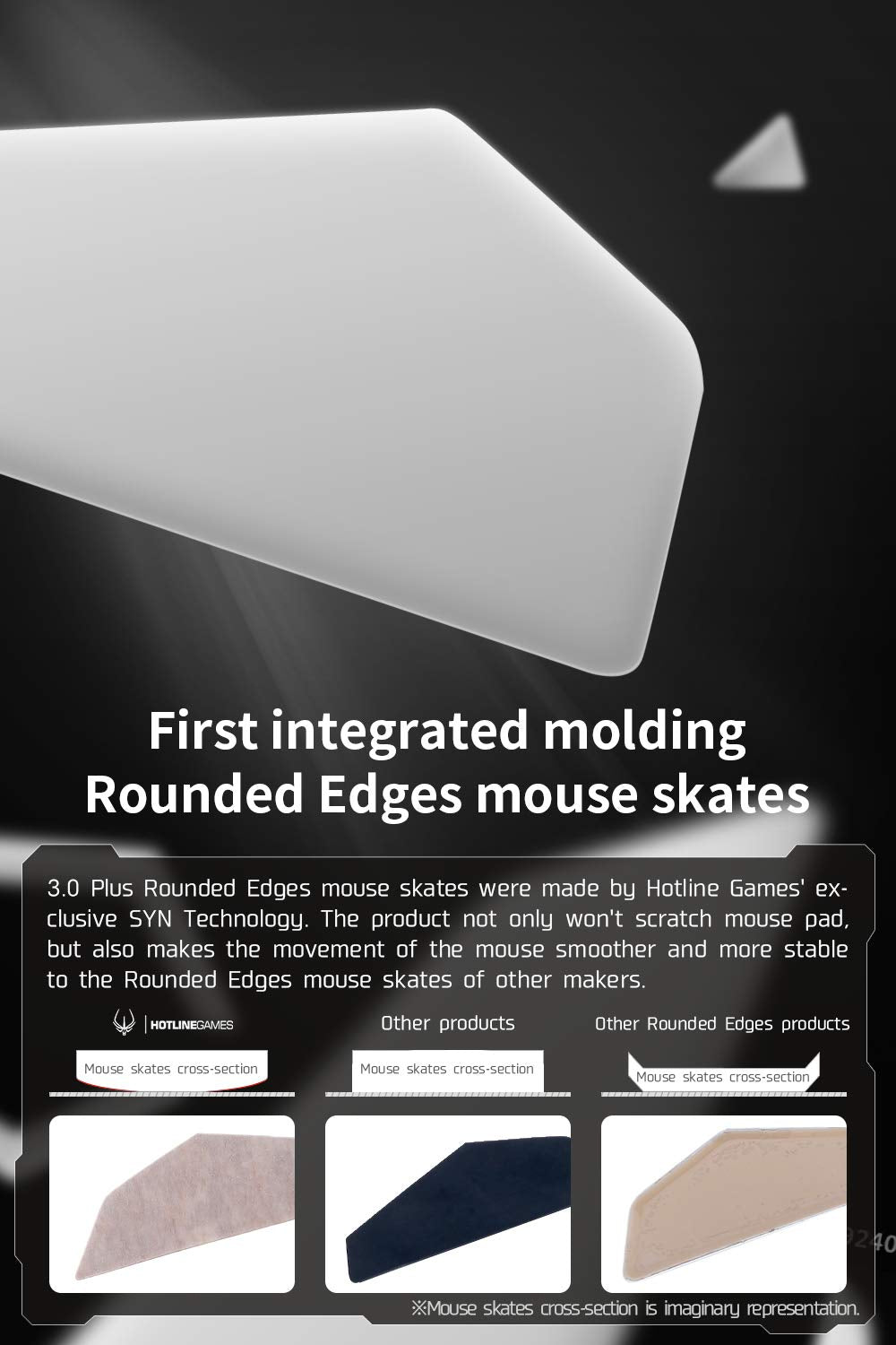 2 Sets Hotline Games 3.0 Plus Rounded Edges Mouse Feet Skates Compatible with Logitech MX Master 3 Gaming Mouse feet Replacement (0.8mm, Super Glide, PTFE) Pro Performance Upgrade