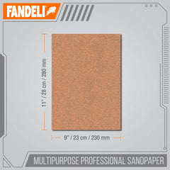 Fandeli   Multi-Purpose Sandpaper   100 Grit   25 Sheets of 23 x 28 cm   Ideal for Sanding Metal, Untreated Wood and Painted Surfaces