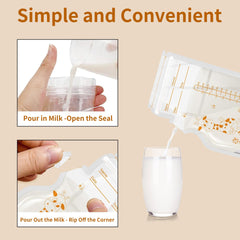 30 Pcs Breast Milk Storage Bag,250ml Easy Pour Milk Storage Bags,Self-Standing Breastfeeding Milk Collector, No-Leak Milk Pouch with Scale, BPA Free Milk Bag, Space Saving for Fridge Freezer Use