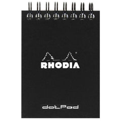 RHODIA 115039C - Spiral Notebook (Full Bound) Black - A7 - Dotted Dot - 80 Detachable Sheets - 80G Clairefontaine Paper - Soft and Resistant Coated Card Cover - Classic