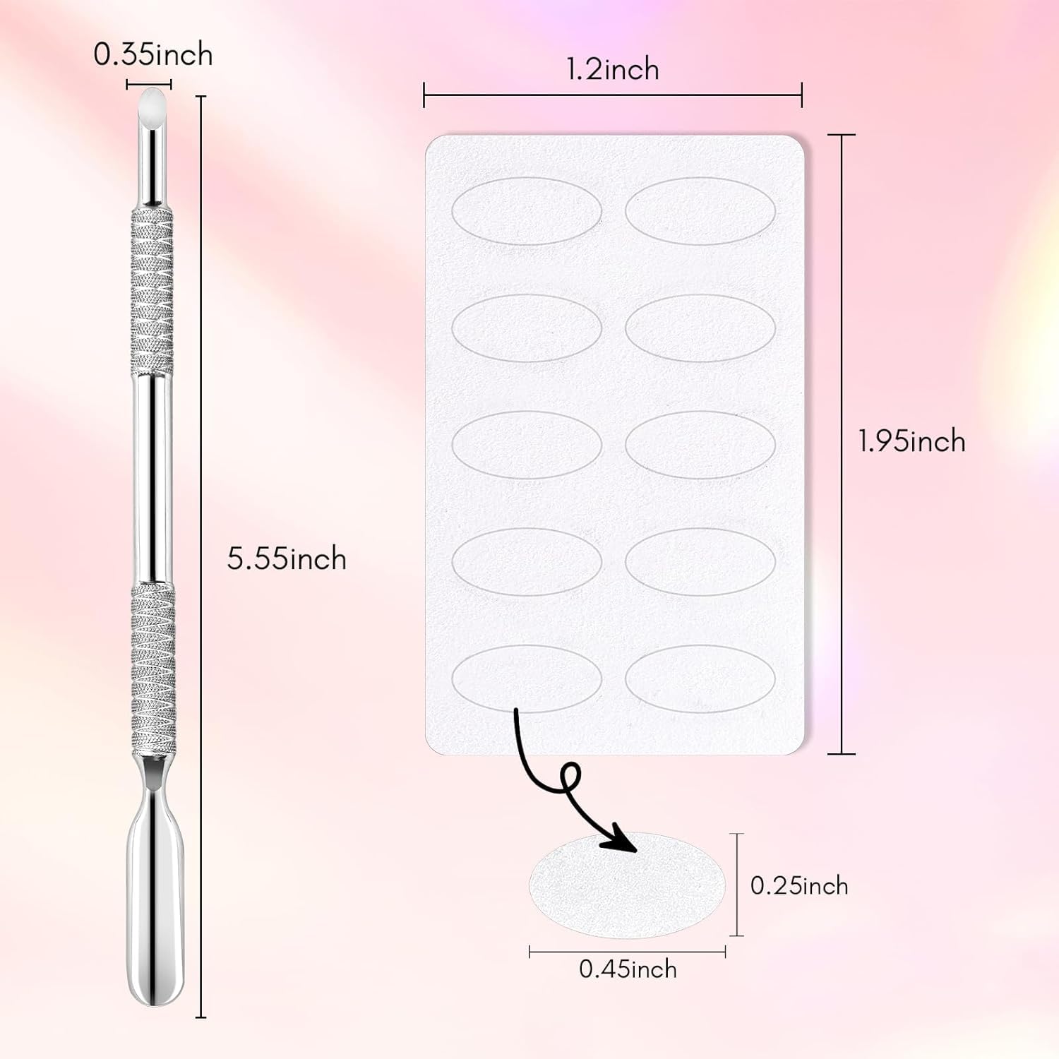 Makartt Cuticle Pusher Tool Kit, Dual Head Nail Cuticle Pusher with 240 Grit Sandpaper Sheets, Nail File Stainless Steel Nail Cuticle Cleaner Tool for Gel Nails, UV Gel Nail Polish Remover Tool