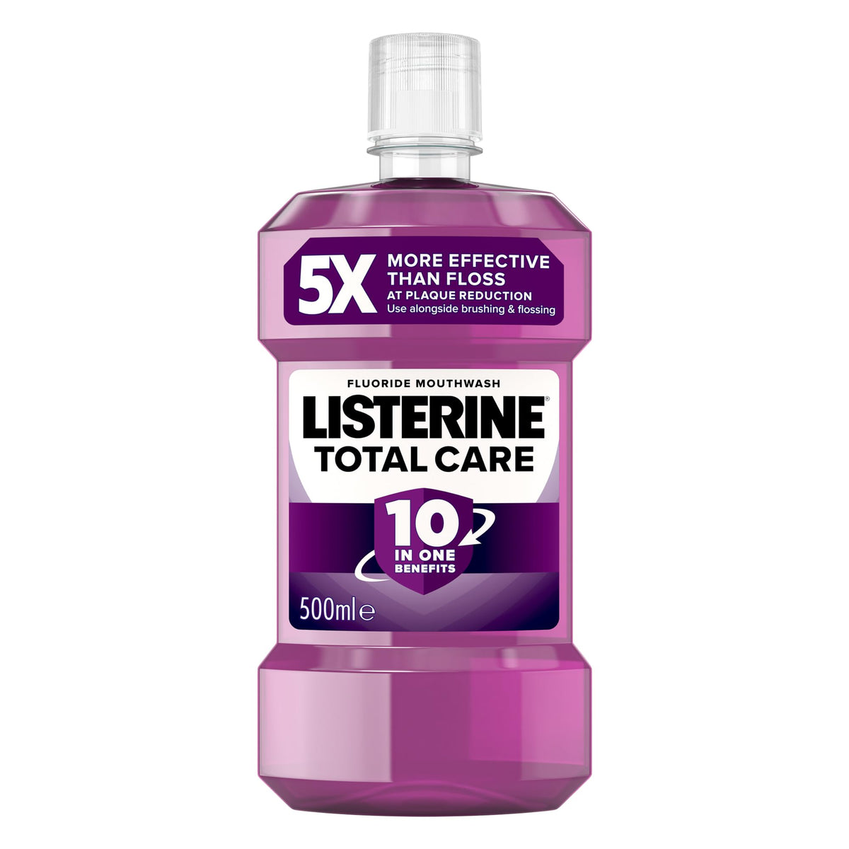 Listerine Total Care Antibacterial Mouthwash (500ml), Caring and Cleansing Mouthwash with 10-in-1 Benefits, Clean Mint-Flavoured Mouthwash to Freshen Breath