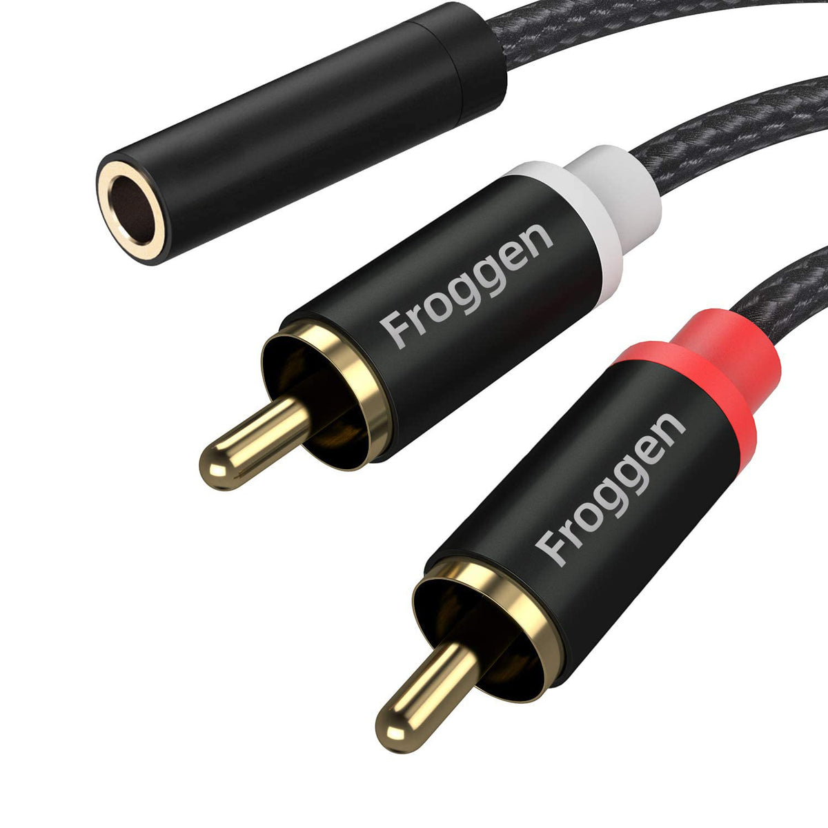 Froggen RCA to 3.5mm Adapter 2 Phono Male to Female Mini Jack Cable Y Splitter Connector Headphone Stereo Audio Lead Compatible with iPhone Tablet Soundbar Hi-Fi Speaker Amplifier Car Turntable Mixer