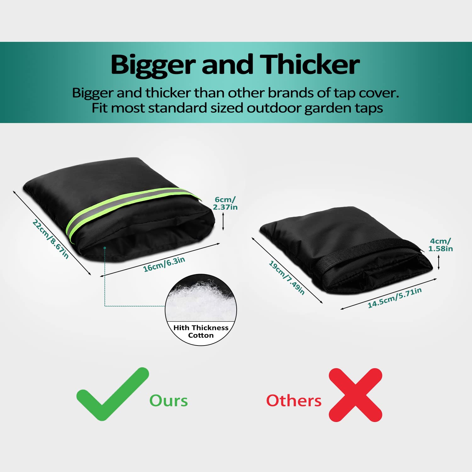 Dokon Large Outside Tap Cover with Reflective Strip, Outdoor Tap Cover for Winter, Waterproof & Thickened Tap Jacket, Tap Cosy Cover Protects Your Tap from Freezing Bursting - Black