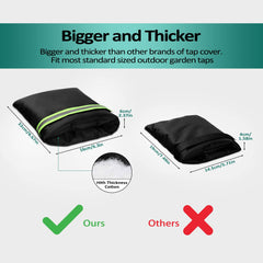 Dokon 2Pcs Large Outside Tap Cover with Reflective Strip, Outdoor Tap Cover for Winter, Waterproof & Thickened Tap Jacket, Tap Cosy Cover Protects Your Tap from Freezing Bursting - Black