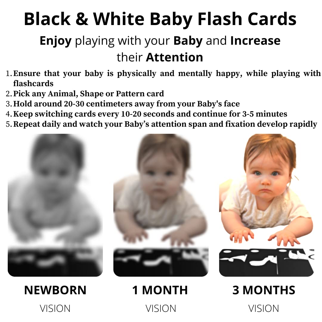 Newborn Essentials - Black and White Sensory Toys High Contrast Baby Sensory Cards Promotes Babies Visual Skills – Perfect Baby Essentials for Newborn & Sensory Toys for Babies 0-6 months by maKidrise