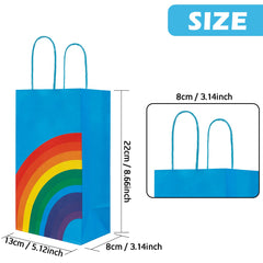 Miying 12 Pcs Rainbow Party Bags Party Paper Bags with Handles 13 x 8 x 22 cm Kraft Bags Treat Sweet Candy Gift Bags for Kids Party Wedding Birthday Favor Celebrations 6 Colour