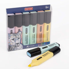 ZEYAR Highlighter pastel colors, Chisel Tip Marker Pen, Assorted Colors, Water Based, Quick Dry (6 Macaron Colors)