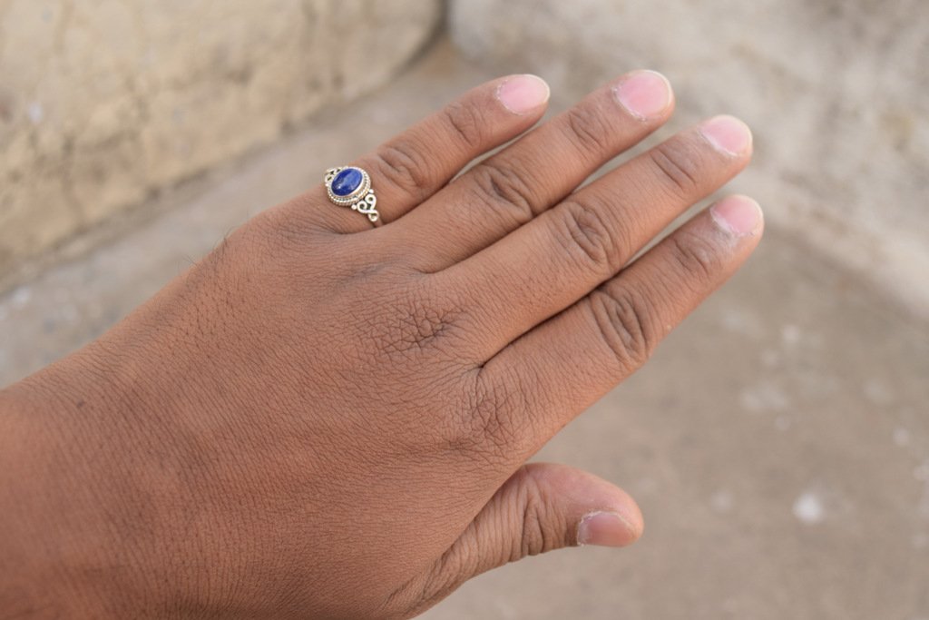 Lapis Lazuli Stone Ring 925 Sterling Silver Statement Ring For Women Size UK M Natural Gemstone Ring Handmade Ring Christmas Gifts Ring Jewelry