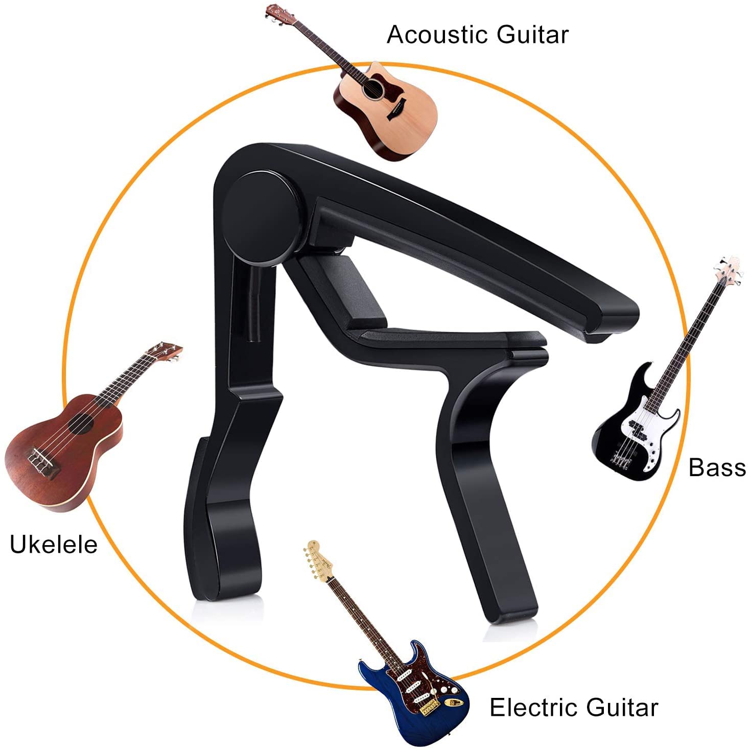 AidShunn Guitar Capo Quick-Change Capotastos Guitar Clip Aluminum Capo with 5 Picks 0.71mm Random Color for Acoustic and Electric Guitar, Ukulele, Mandolin and Banjo