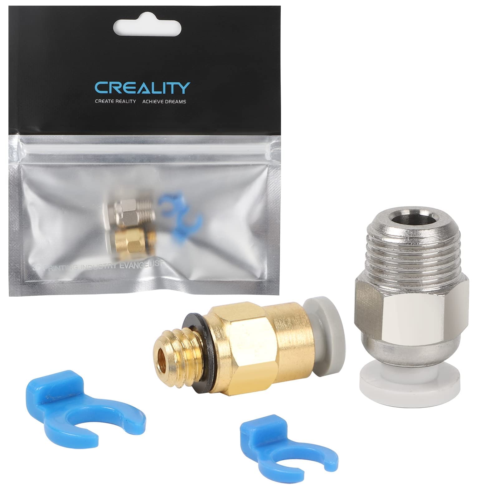 Creality Official Pneumatic Joint Connector PC4-M6 and PC4-M10 Pneumatic Fitting, Bowden Tube Coupler for 3D Printer Bowden Extruder of Ender 3/3 Pro/3 V2/3 Max/3 Max Neo, Ender 5/5 Pro/5 Plus