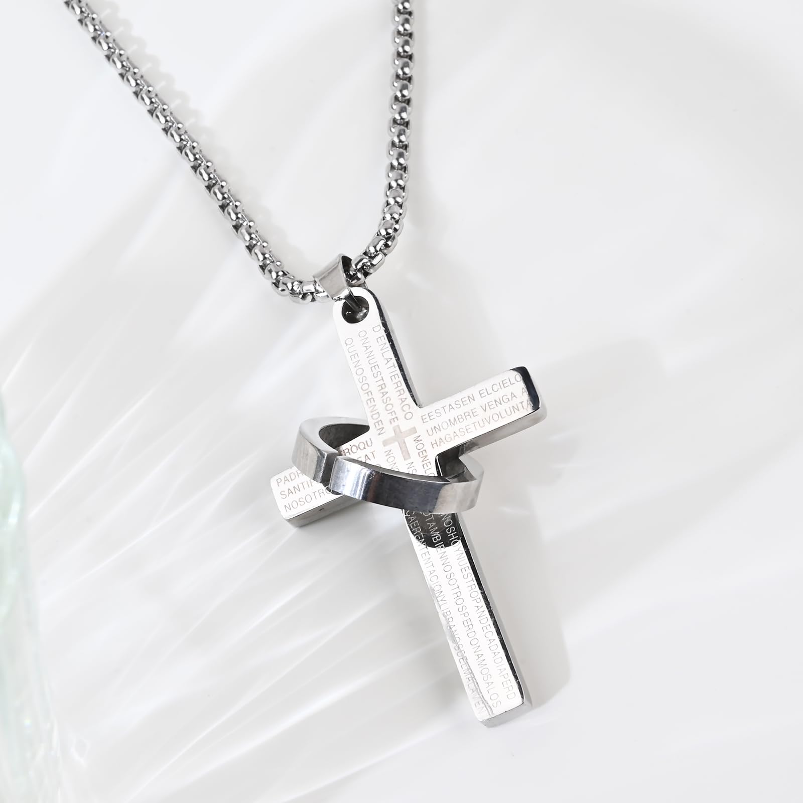 Silver Cross Necklace for Man Cross Pendant Chain Necklace for Women Handmade Necklaces for Gift