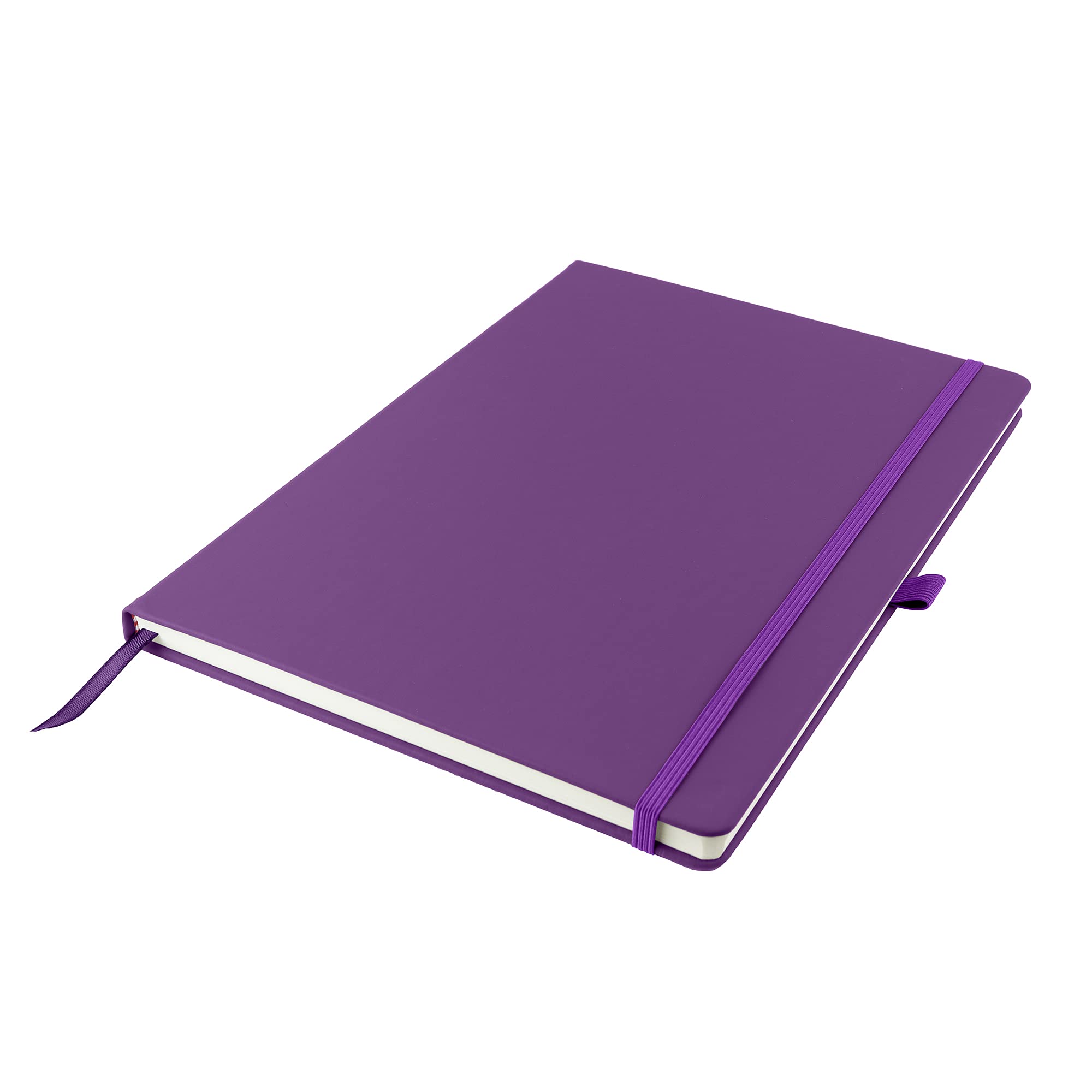 Savvy Bee Premium A4 Notebook New Lined Hardback Journal with Pen Loop,196 Page, Elastic Closure and Ribbon Marker Notepad Note Book Notes Pad (Purple)