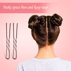 Hair Grips Brown 80 PCS, MORGLES Bun Pins U Shaped Hair Pins for Women with Box