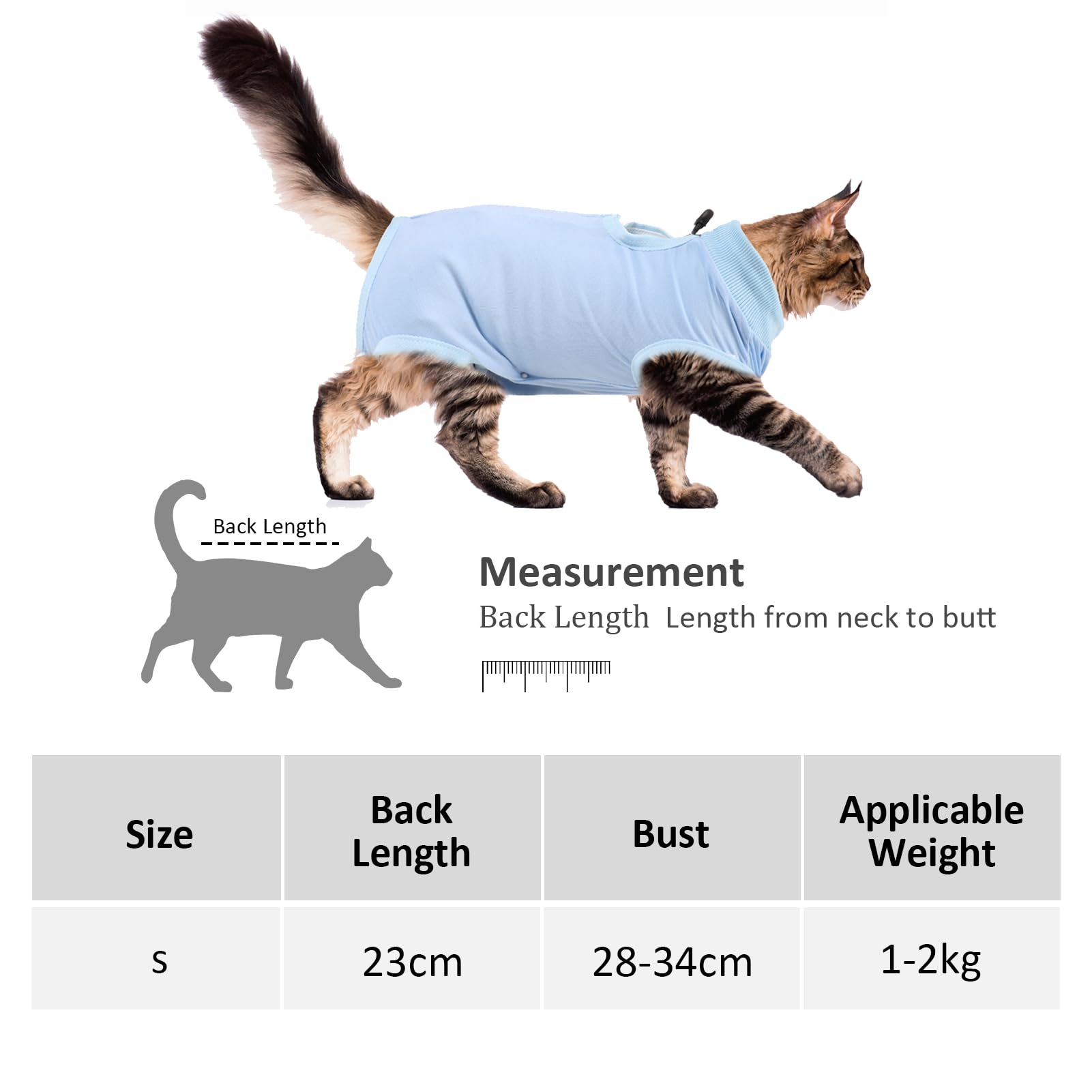 Radsocken Cat Professional Recovery Suit for Abdominal Wounds Skin Diseases, Surgery Recovery Suit E-Collar Alternative for Cats Small Dogs, Pajama Suit Anti Licking with 1 Cat Cone Collar(S)