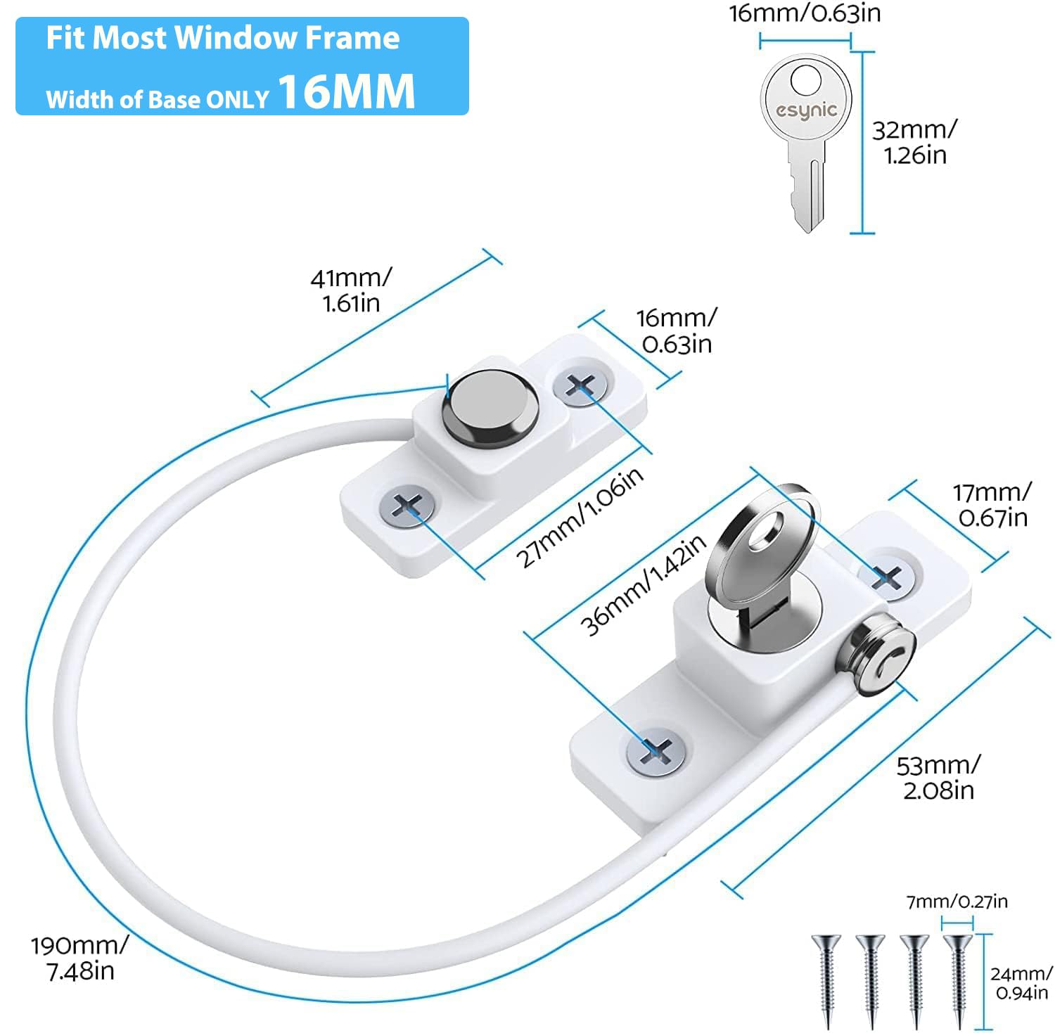 eSynic 8PCS Window Restrictor UPVC Locks for Baby Security Window Locks for Child Baby Safety Window Locks for upvc Windows with Screws Keys