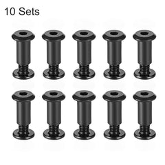 sourcing map Screw Post Fit for 5/16 inches(8mm) Hole Dia, Male M6x10mm Belt Buckle Binding Bolts Leather Fastener Carbon Steel Black 10 Sets