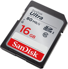 SanDisk Ultra SDHC Memory Card Up to 80 MB/s, Class 10, 16 GB, Black/Grey