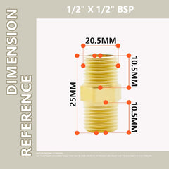 Bwintech 2 Pcs 1/4 inches Female to 1/4 inches Female BSP Thread Brass Hex Coupling Connector for Pipe Connecting Conversion