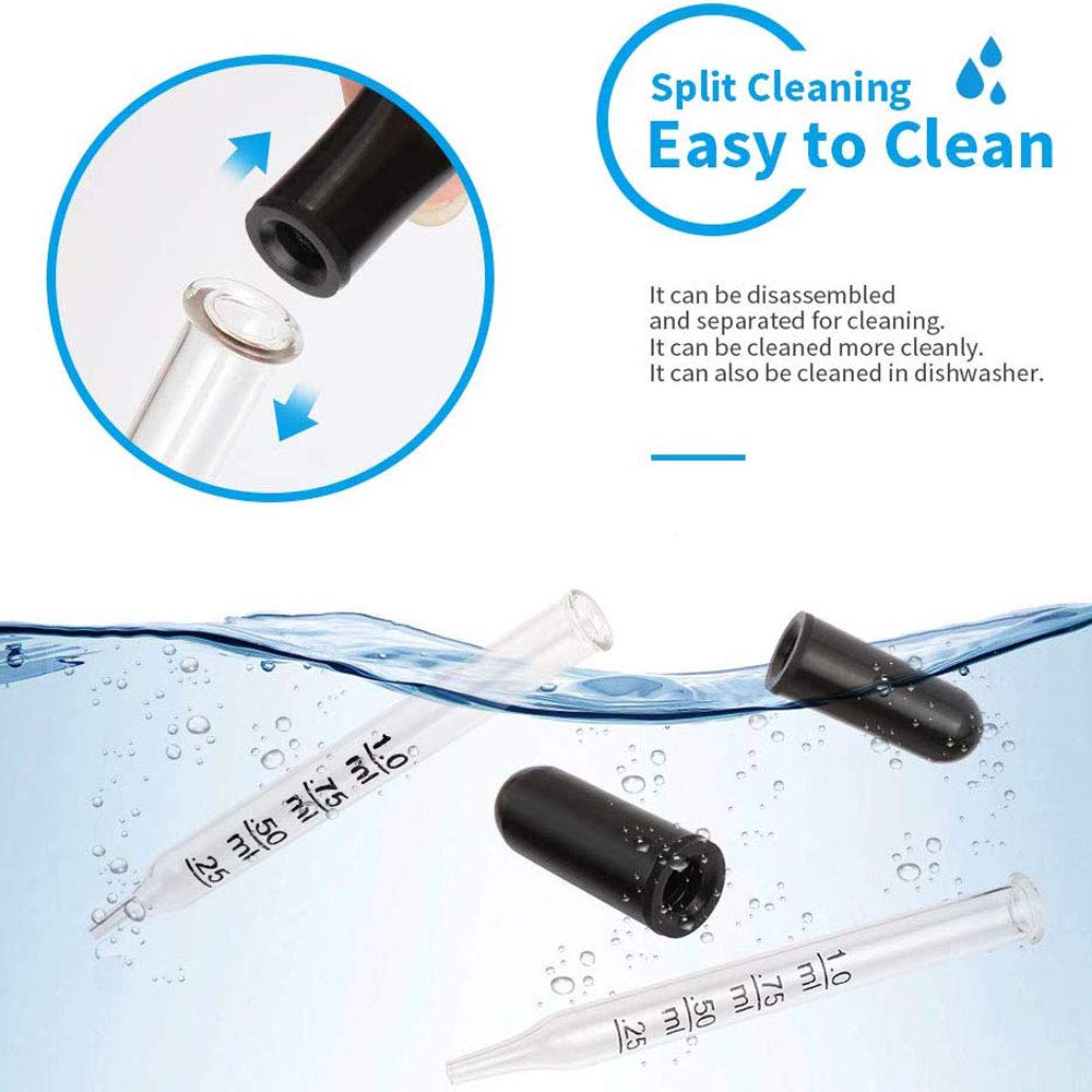 Glass Pipette Dropper 1ml Calibrated with Black Rubber Head Essential Oil Medicine Laboratory (5Pcs)