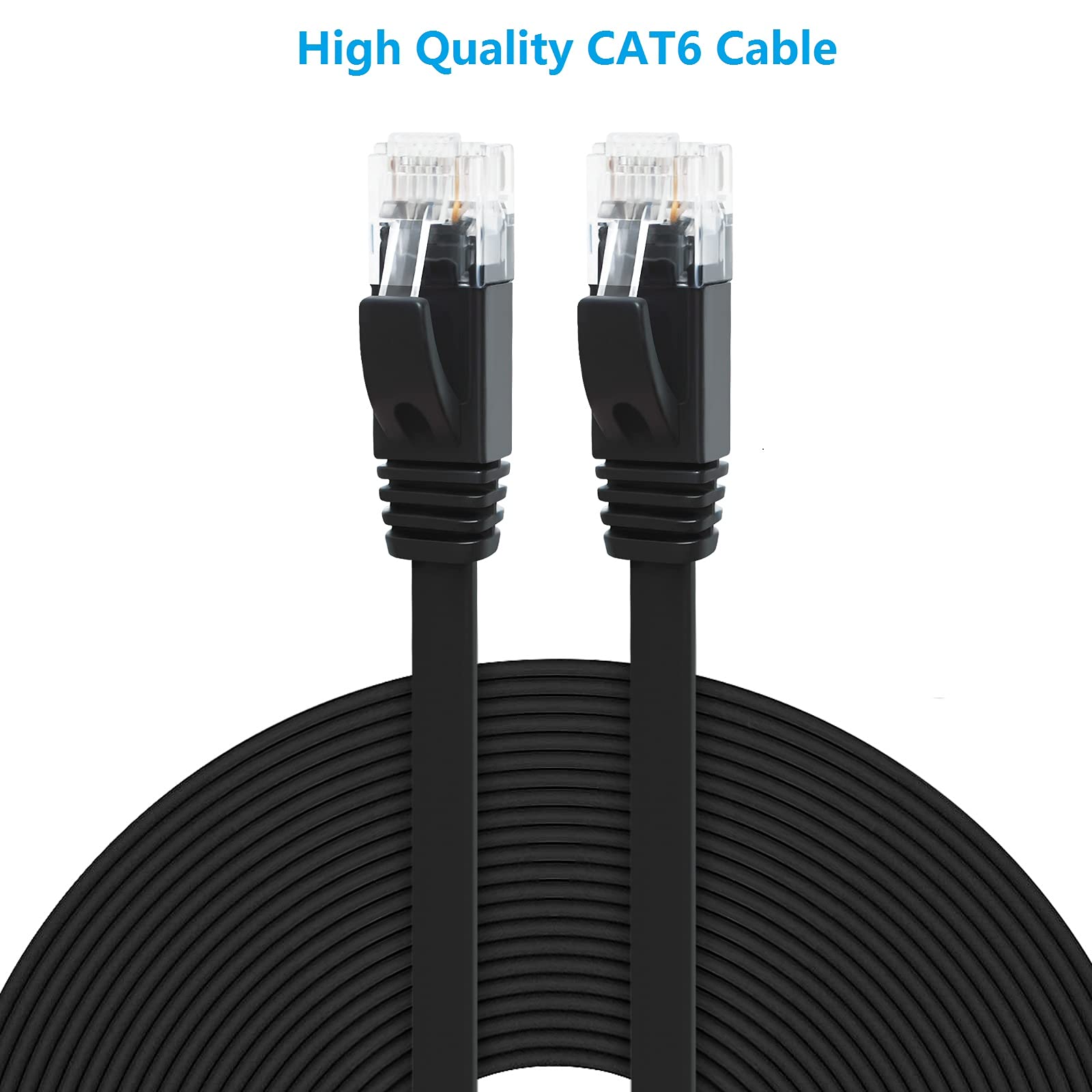 Yauhody CAT 6 Ethernet Cable 1m Ethernet Cable Black 6Pack 1m Network Cable High Speed CAT6 Ethernet Patch Cable 1m Lan Cable CAT6 Gigabit Internet LAN Patch Cable for TV Gaming Router(1m 6Pack Black)