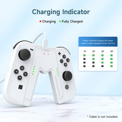 JINGDU Joy Con Charging Grip Handle for Nintendo Switch/OLED, Joystick Charging Comfort V-Shaped Game Grip Controller with Battery Indicators, High Speed Charge While Play, White