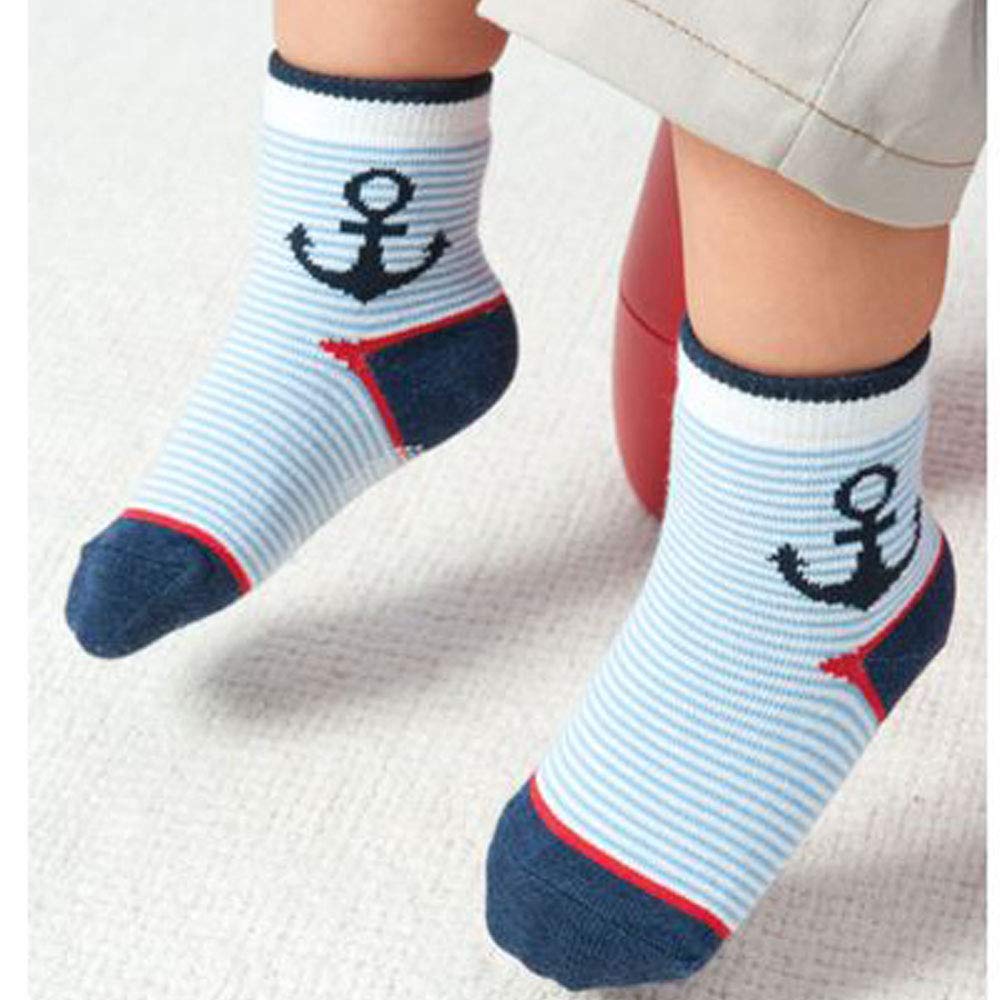 HYCLES Toddler Grip Socks - 12 Pairs Baby Boy Anti Slip Socks for Infant Kid Children Girls Non Skid Socks Navy 3-5 Years