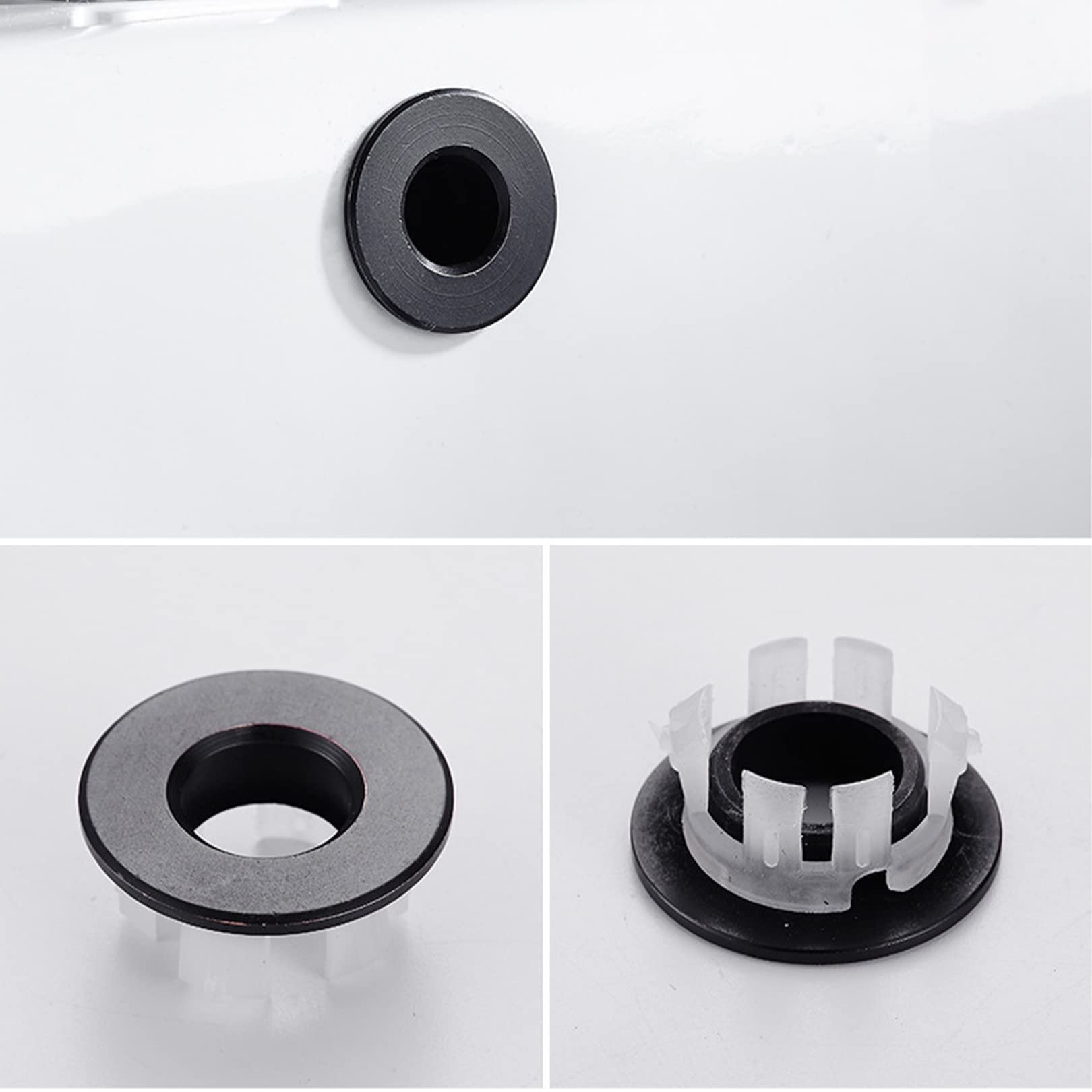 Sink Overflow Ring for Bathroom,Bathtub and Washbasin,Kitchen Basin FittingsCover,Bath InsertMetal Cretty-Meet Drainage Rings,Round Black Copper Drainages Replacement,Universal Drain Cap 1pieces